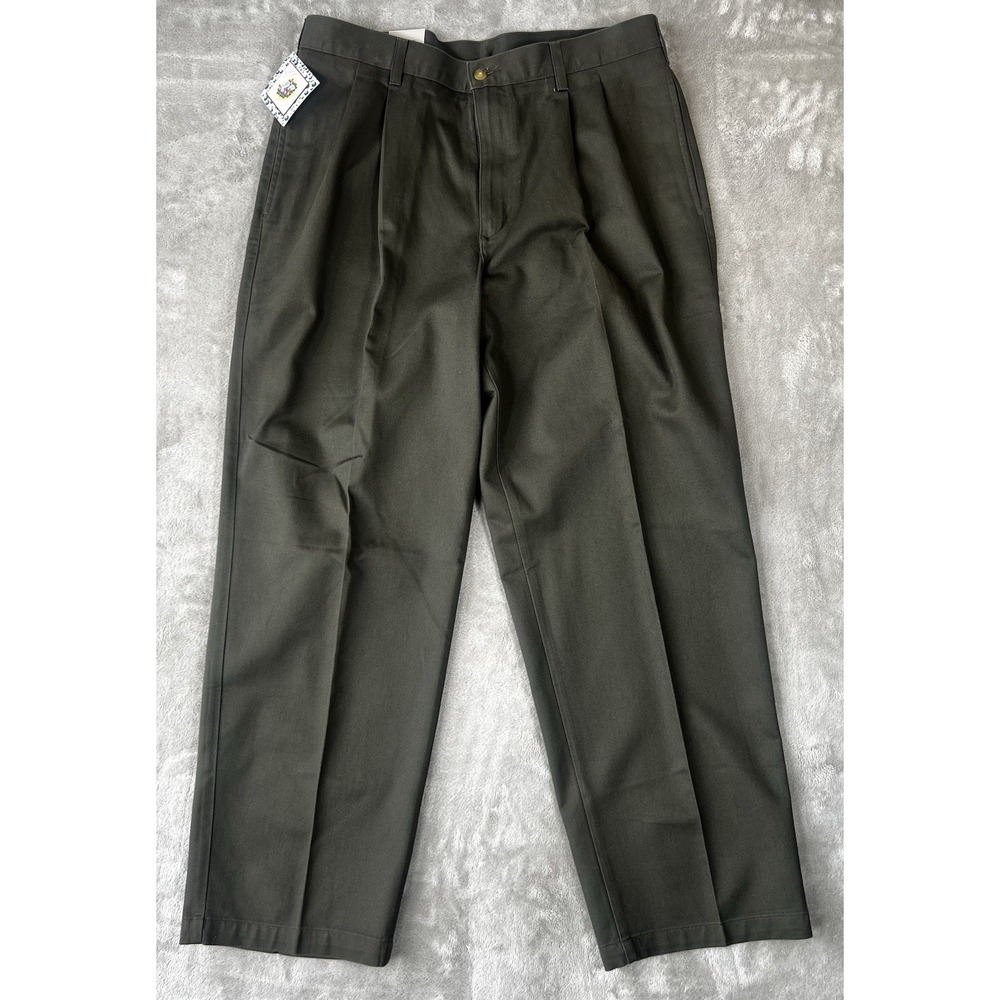 NEW Flyers Mens‎ Size 34x29 Khaki Relaxed Fit Pleated Vintage Chino Pants Teflon